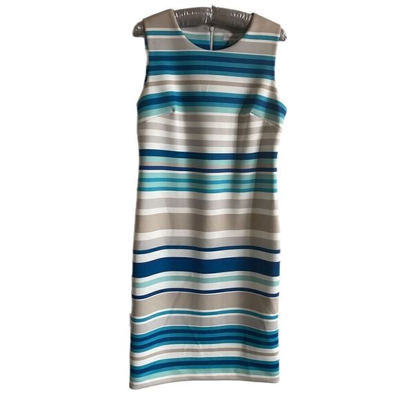 Calvin Klein Striped Scuba Sheath Dress - Picture 2 of 5